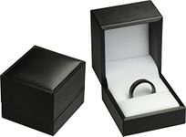 The Gifts & More Black Color Ring Jewelry Gift Box Premium Soft Touch PU Leather Exterior and Velvet Interior Material Ring Jewellery Storage Box for Proposal,Wedding, Engagement for Men for Women