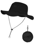 BROTOU Sun Hats Fishing Hats, Foldable Wide Brim Boonie Hat with UPF 50+ Outdoor Protection Hat (Black)