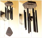 Lilone 7 Pipe Black Wind Chimes for Home Positive Energy | Windchimes for Balcony Bedroom with Sweet Sound | 60 cm Long