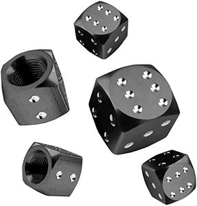 EKIND Tire Stem Valve Caps Wheel Aluminum Valve Covers Car Dustproof Tire Cap, Aluminum Dice, (Set of 5, Black)