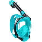 X99 Kids Full Face Snorkel Mask, Snorkeling Gear with Latest Dry Top Safe Breathing System, 181 Degree Panoramic Snorkeling Set for Kids with Camera Mount, Anti-Fog Anti-Leak, Green Black, X-Small