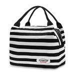 Lunch Bag Insulated Lunch Bags for Women Lunch Box Bag Lunch Tote Bag Thermal Lunch Organizer Reusable Meal Prep Bag Bento Box Bag for Girls Kids School Work Office Picnic (8.5L, Black White Stripes)