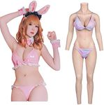 Minaky Silicone Bodysuit Breast Forms Breastplate with Arms and Catheter for Transgender Crossdresser-C Cup,White