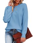 Zeagoo Jumper for Women Crew Neck Tops Long Sleeve Knit Jumper Classic Hollowed Sweatshirt Sky Blue XL