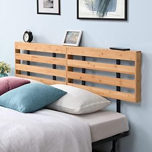 HW COMFORT Bamboo Headboard, King/Cal King Size, Adjustable Height - Attach Metal Platform Bed Frame - Headboard Only, Headboard Shelf, Easy to Clean, Natural