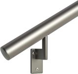 Promenaid 10ft Flush Handrail Kit - Champagne - Complete Indoor/Outdoor Handrail for Stairs - 1.6" Round Anodized Aluminum Railing With 5 Matte Nickel Painted Pivoting Brackets & Flush Endcaps