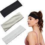 Sports Headbands for Women,3 Pack Elastic Sweat Yoga Hairbands,Cotton Soft Sports Thin Headband Non-Slip Fashion Hair Wrap