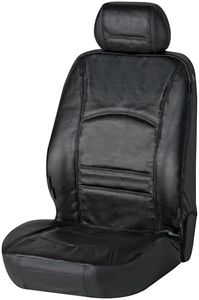 WALSER Autositzbezug Ranger, Leder-Sitzbezug Universalgröße, Autositzschoner-Echtleder, Autoschonbezug Fahrersitz/Beifahrersitz schwarz