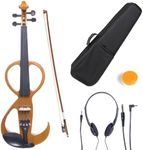 Cecilio CEVN-3Y Style 3 Silent Electric Solid Wood Violin with Ebony Fittings in Metallic Yellow Maple, Size 4/4 (Full Size)