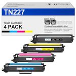 (with Chip) TN227 Toner Cartridges Replacement for Brother TN223 TN-227 TN-223 for Brother MFC-L3770CDW L3710CW L3750CDW HL-L3210CW L3290CDW L3270CDW L3230CDW Printer (TN-227BK/C/M/Y, 4 Combo Pack)