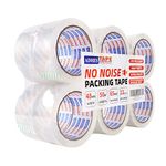 ADHES No Noise Heavy Duty Shipping Packing Tape,Great for Moving,Packaging and Sealing Boxes,Super Clear,1.88 Inch X 54.68 Yard, 1.5"" Core, Pack of 12Rolls