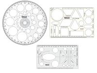 KHYATI Plastic Pro Circle with 25 Circles, Hyperbola- Parabola Template, Geometry Template, Drafting Scale Ruler Very Useful to Architect, Engineering Students, Office Employee (Set of 3)