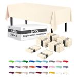 24-Pack Ivory Plastic Table Cloth - 54In. x 108In. Disposable Tablecloth for Parties - Rectangle Tablecloth - Disposable Table Cloths for Parties - Plastic Table Cover for Picnics - Exquisite