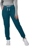 Kitmaz Small Medical Scrub Pants for Women - Mid Rise 4-Way Stretch Anti-Wrinkle Slim Fit Jogger Pants with Waist Drawstring & 5 Pockets Caribbean