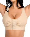 FeelinGirl Wireless Bra for Women Post Surgery Front Closure After Augmentation Supportive Skin XXL