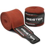 Meister Adult 180" Semi-Elastic Hand Wraps for MMA & Boxing (Pair) - Brown