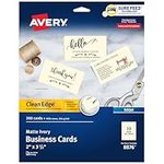 Avery Two-Side Printable Clean Edge Business Cards for Inkjet Printers, Matte, Ivory, Pack of 200 (08876)