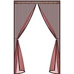 GUOGAI Magnetic Door Screen 75x245cm(30x96inch) Screen Mesh Curtain With Enhanced Magnets Mesh Curtain for French Doors Patio Door, Brown