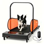 GYMAX Dog Treadmills for Small/Medium Dogs - Pet Runner with Remote, LED Monitor, Adjustable Incline, Preset Programs & Wheels, Dog Running Machine for Indoor Exercise (Orange)