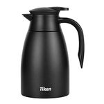 Tiken 1.5L Thermal Coffee Carafe Jug, Stainless Steel Insulated Vacuum Coffee Pot Flask for Tea Hot and Cold Drinks