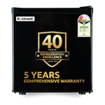 ROCKWELL 47L Mini Fridge with Freezer, 2 Star, 5 Year Warranty, Direct Cool Technology, Adjustable Shelves, Ideal for Bedroom, Small Spaces, Hostels, and Offices, Black
