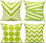 All Smiles Spring Outdoor Green Decorative Throw Pillow Covers Cases Cushion Home Decor Fall Accent Square 16 x 16 Set of 4 for Patio Couch Sofa,Lime Green Geometric