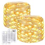 btfarm 2 Pack Fairy Lights Battery Powered with Timer, Total 80FT 240LED Twinkle Lights Waterproof, Copper Wire Christmas String Lights for Bedroom Indoor Wedding Party Garden Xmas Decor, Warm White