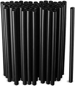 Black Jumbo Smoothie Straws, Black Disposable Wide-mouthed Large Milkshake Straws 9'' Inches High/Tall 100 pack