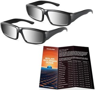 2 Plastic Solar Eclipse Glasses, Approved 2024, CE and ISO Certified Safe Shades for Direct Sun Viewing+ Solar Eclipse Guide