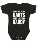 BabyPrem Baby Bodysuit Born to Play Darts Like Daddy NEWBORN BLACK