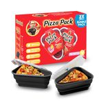 The Perfect Pizza Pack™ - Reusable Pizza Storage Container with 5 Microwavable Serving Trays - BPA-Free Adjustable Pizza Slice Container to Organize & Save Space, Black 2pk
