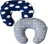 Biloban Nursing Pillow Cover, Navy Cloud & Gray Arrow, Ultra Soft Microfiber Fabric, Breathable Breastfeeding/Positioner Slipcover for Baby Boys/Girls, 2 Pack