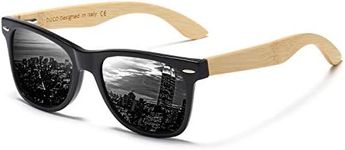 DUCO DC2141 Polarised Sunglasses Men Women Sunglasses Polarised with UV Protection Walnut Sunglasses with Wooden Frame Environmentally Friendly Designer Glasses,