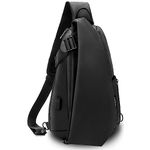 KINGSLONG Sling Backpack Sling Bags for Men, Waterproof Crossbody Backpack with USB Charging Port, Chest Shoulder Bags for Sports Hiking Outdoor Cycling Office