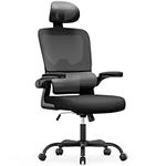 Naspaluro Ergonomic Office Chair: High Back Desk Chair with C-Shape Lumbar Support,Tiltable Backrest,Adjustable Headrest, Flip-up Armrests,Swivel Mesh Computer Chair for Home Office,Study,Gaming