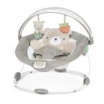 Ingenuity InLighten Baby Bouncer Seat with Light Up Toy Bar and Bunny Tummy Time Pillow Mat - Nate, Newborn and up