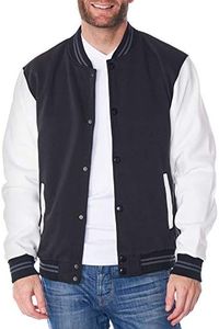 Alpine Swiss Tyler Men’s Varsity Jacket | Classic Letterman Coat Baseball Bomber Jacket | Lightweight Stylish Everyday Outerwear BLK WHT Small