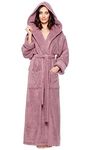 Arus Women's Ankle Length Hooded Zero Twist Soft Turkish Cotton Bathrobe Medium Plum …