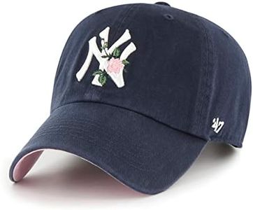 47 New York Yankees Thorn Clean Up Dad Hat Baseball Cap - Navy/Pink Rose