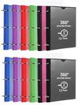 Tashkummy 360° Pivotable 3 Ring Binder, Upgraded Foldable Binders 1 inch 12 Pack, Thin Small Three Ring Binder Fits 8.5" x 11", for Home, School and Office- Black, Purple, Pink, Blue, Green, Red