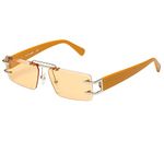 GUESS Solid Rectangular Unisex Non-Polarized Sunglasses - (Gu8204 32E 57 S |57| Orange Color Lens), Small