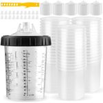 Disposable Paint Spray Gun Cups 28 Ounce(800ML)，45 Disposable Paint Cup with Lids, 1 Hard Cup with Retainer Ring, 20 Plugs & 1 Stirrer for HVLP/LVLP Guns