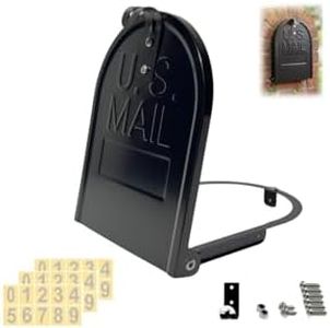 Mailbox Door Replacement for Brick, Stone & Standard Mailboxes - Fits 6 1/4" Opening - Secure Screw-in Design (Won't Fall Off) - Heavy Duty Galvanized Steel Retrofit Kit for Rusted Doors, Black
