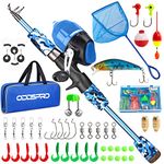 ODDSPRO Kids Fishing Pole - Kids Fishing Starter Kit - with Tackle Box, Reel, Practice Plug, Beginner's Guide and Travel Bag for Boys, Girls