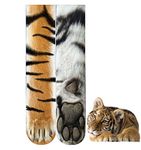 BONTOUJOUR Creative Unisex Men Women Fun Socks 3D Print Animal Feet Pattern Novelty Socks Paw Crew Socks- Tiger-1