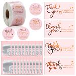 620 Pieces Thank You Cards and Stickers Set Thank You Cards Small Business 1.5” Gold Foil Pink Thank You For Supporting My Small Business Stickers with Resealable Packaging Bag for Business Owners