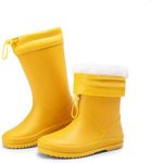 DREAM PAIRS Kids Rain Boots Boys Girls Lightweight Boots Waterproof Easy-on Outdoor Playing Rain Boot Unisex-Child,Size 13 Little Kid,All Yellow,SDRB2401K