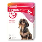 Beaphar Fiprotec Spot-On for Small Dogs Kills Fleas and Ticks Vet Strength Treatment 6 Pipettes, (2-10 kg)