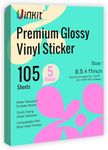 Uinkit 105 Sheets Premium Printable Vinyl Sticker Paper for Inkjet Printer Cricut,Included 100Sheets Glossy and 5Sheets Clear Label Waterproof Adhesive Dries Quickly Tear-Resistant, Removable