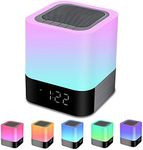 Alarm Clock Bluetooth Speaker Night Light Bluetooth Speaker,Touch Sensor Bedside Lamp,Dimmable Warm Light & Color Changing RGB LED Table Lamp MP3 Music Player for Kids,Bedroom,Camping (Newest Version)